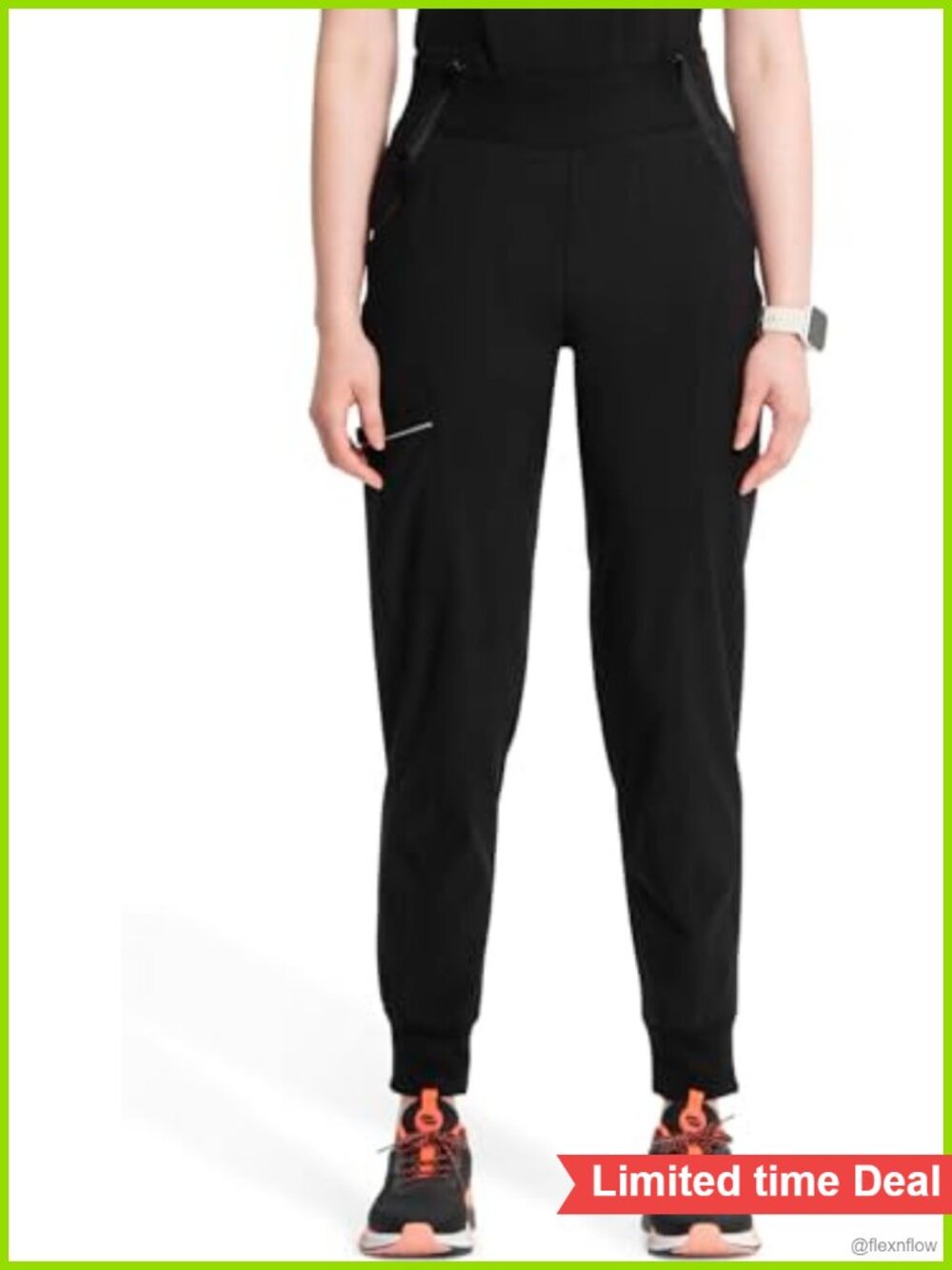 Womens Scrub Jogger Pants Mid Rise 5 Pockets Polyester Spandex Medical